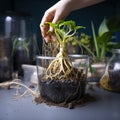 Rhizome revelation Home potted plants roots entwined, necessitating replanting