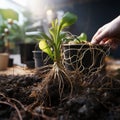 Rhizome revelation Home potted plants roots entwined, necessitating replanting Royalty Free Stock Photo