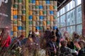 Rho fiera, Milan - 25 October 2021: a chef explains to visitors the use of fine Italian grains in the stand of a mill