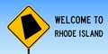 Rhode Island map on road sign.