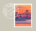 Rhode Island postage stamp of Newport Bridge