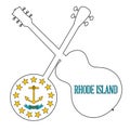 Rhode Island State Flag Banjo And Guitar Silhouette