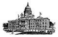 Rhode Island State House vintage illustration