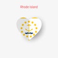Rhode Island US state heart shaped flag. Origami paper cut folded banner Royalty Free Stock Photo