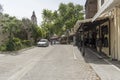 Shops and clock tower Rhodes town Greece Royalty Free Stock Photo