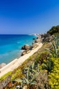 Rhodes coast pathway in vertical view Royalty Free Stock Photo