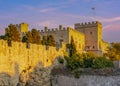 Rhodes fortress at sunset, Dodecanese islands, Greece