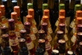 Rhodes, Greece - April 2, 2022 :Range of bottles with red and white Greek wine