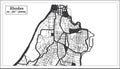 Rhodes Greece City Map in Black and White Color in Retro Style. Outline Map