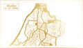 Rhodes Greece City Map in Retro Style in Golden Color. Outline Map