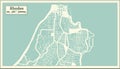 Rhodes Greece City Map in Retro Style. Outline Map