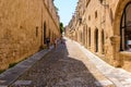 The historic street in Old Town of Rhodes, Greece Royalty Free Stock Photo