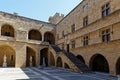 Rhodes, Greece - 06 29 2014: Part of the inner square of great Greek touristic place - the Palace of the Grand Master of