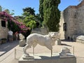 Lion sculpture in courtyard of the Archaeological Museum of Rhodes