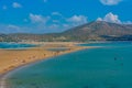 Rhodes, Greece, September 1, 2022: Panorama of Prasonisi beach a Royalty Free Stock Photo