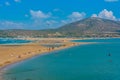 Rhodes, Greece, September 1, 2022: Panorama of Prasonisi beach a Royalty Free Stock Photo