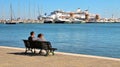 View of the port of Mandraki, Rhodes Island, Greece