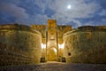 Rhodes Island, Old city street view by night, Castle Gate, Greece, Europe