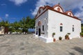 Rhodes Island, a white Greek chapel standing on top of a mountain Royalty Free Stock Photo