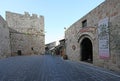 Rhodes Old town fortress and street. Greece Royalty Free Stock Photo