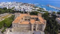 Rhodes old town with Palace of the Grand Master aerial panoramic view in Rhodes island in Greece Royalty Free Stock Photo