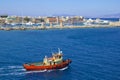 Rhodes - panorama of Rhodes town and windmills, Greece Royalty Free Stock Photo