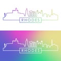 Rhodes skyline. Colorful linear style.