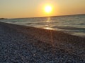 rhodes sunset sea beach relax pebbles Royalty Free Stock Photo