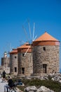 Rhodes Windmills in Mandraki Harbor A place frequently visited by tourists