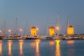 Rhodes Windmills - Wiatraki Rhodes, Greek Royalty Free Stock Photo