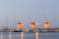 Rhodes Windmills - Wiatraki Rhodes, Greek Royalty Free Stock Photo