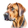 Rhodesian ridgeback dog isolated on white background. Watercolor painting Generative AI animal ai Royalty Free Stock Photo