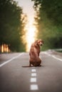 Rhodesian Ridgeback Dog on the wall Royalty Free Stock Photo