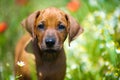 Rhodesian ridgeback puppy in a field Royalty Free Stock Photo