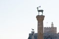 Rhodian deer statues guiding the entrance to the port, Rhodes, Greece