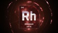 Rhodium as Element 45 of the Periodic Table 3D illustration on red background
