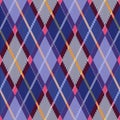 Rhombic tartan blue and pink fabric seamless textu
