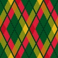 Rhombic tartan green and red fabric seamless textu