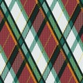 Rhombic tartan green, white and brown fabric seaml