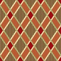 Rhombic tartan red and brown fabric seamless textu