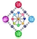 Rhombus-circle composition colored gems set Royalty Free Stock Photo