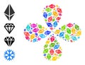 Rhombus Crystal Icon Multicolored Rotation Explosion