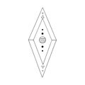 Rhombus, Diamond, crystal, logo of the elements of nature. Elements of ethno, fantasy, antiquity, amulets, secret symbols. Doodle