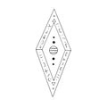 Rhombus, Diamond, crystal, logo of the elements of nature. Elements of ethno, fantasy, antiquity, amulets, secret symbols. Doodle