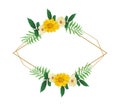 rhombus frame with yellow flower and leaves Royalty Free Stock Photo