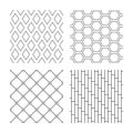 Rhombus, hexagon and grid with circles textures