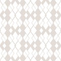 Rhombus pattern. Subtle vector white and beige geometric seamless texture Royalty Free Stock Photo