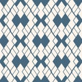 Rhombus seamless pattern. Vector blue and beige geometric texture with grid, net Royalty Free Stock Photo