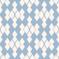 Rhombus seamless pattern. Vector blue and white geometric texture with grid, net Royalty Free Stock Photo