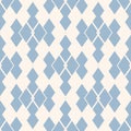 Rhombus seamless pattern. Vector blue and white geometric texture with grid, net Royalty Free Stock Photo